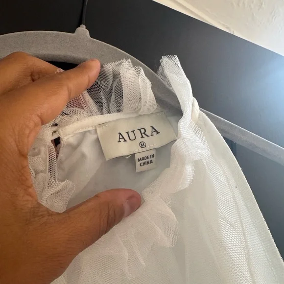 Aura Shock & Awe White Sleeveless Ruffled Tiered Tulle Maxi Dress NWT - Picture 4 of 7